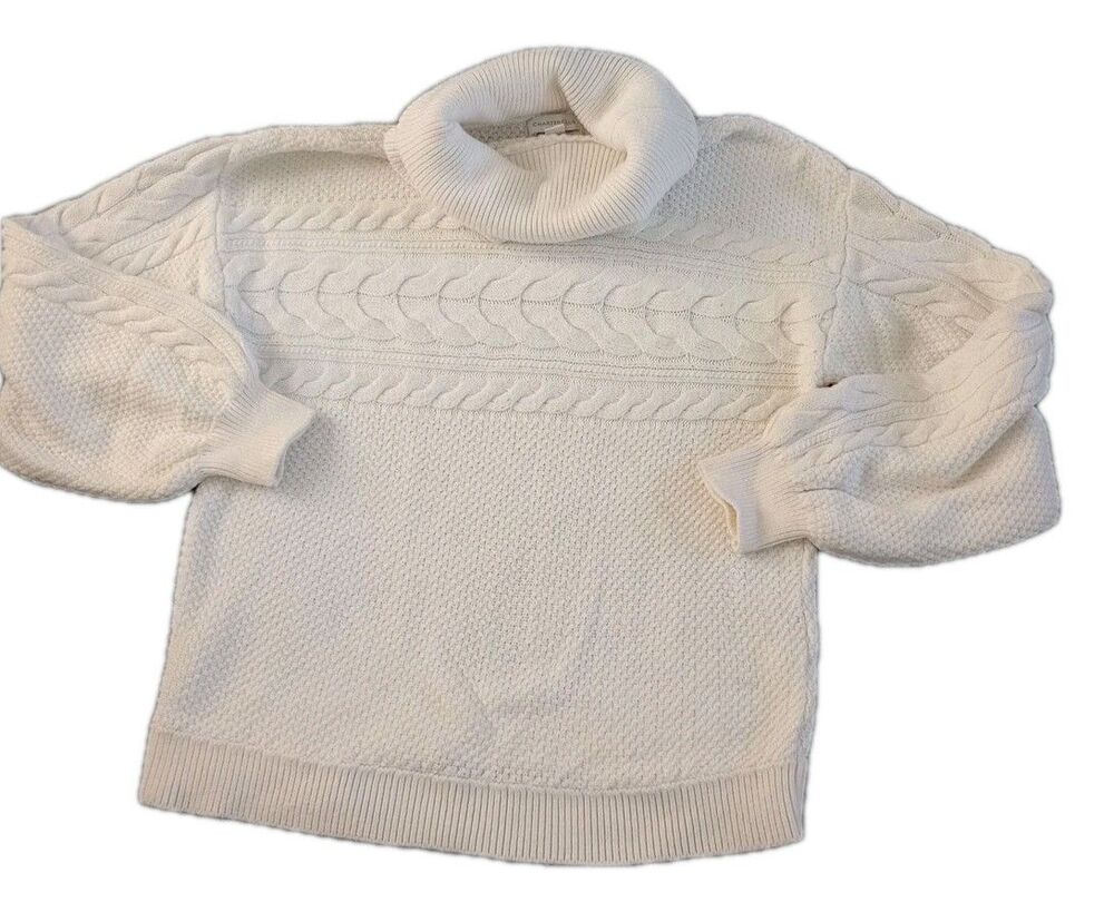 Charter Club Women's Cable-Knit Turtleneck Sweater Sz XL  Ivory